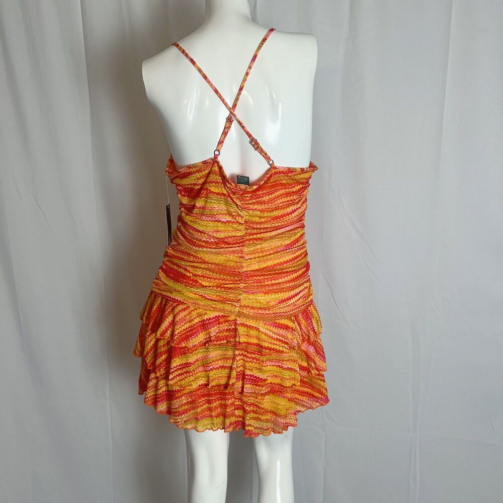 NWT Wild Fable Orange Yellow Ruffle Layered Summer Dress Fairycore Size L - Picture 4 of 6